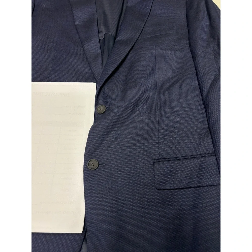 Jos A Bank Traveler Slim Fit Blazer Navy Blue Wool Blend Sport Coat Mens 42 Long